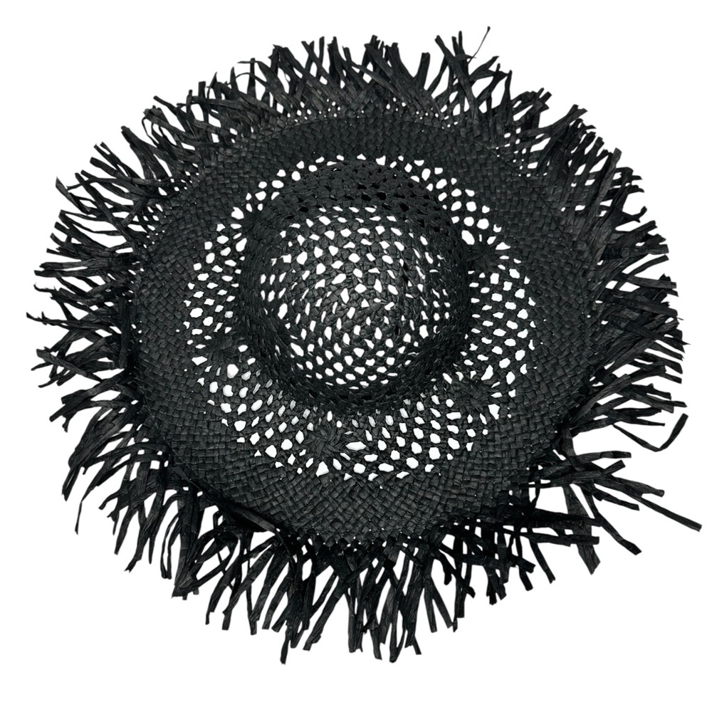 NEW Free People Black Woven Raffia Straw Beach Hat - Picture 3 of 9